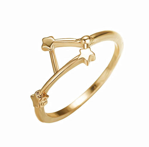 Twelve constellations jewelry champaign gold color finger ring for women in sterling silver